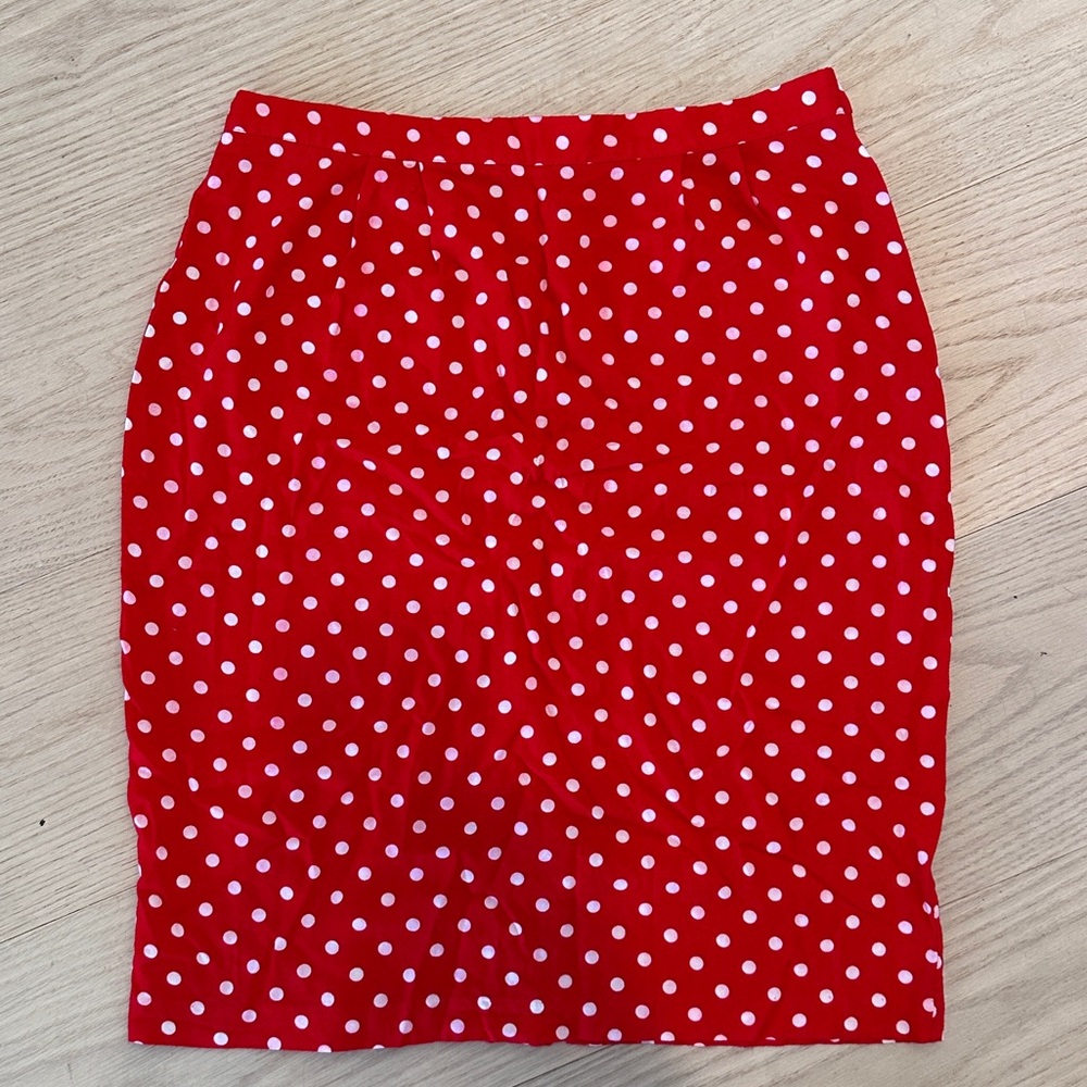Red and White Pencil skirt with elastic waist